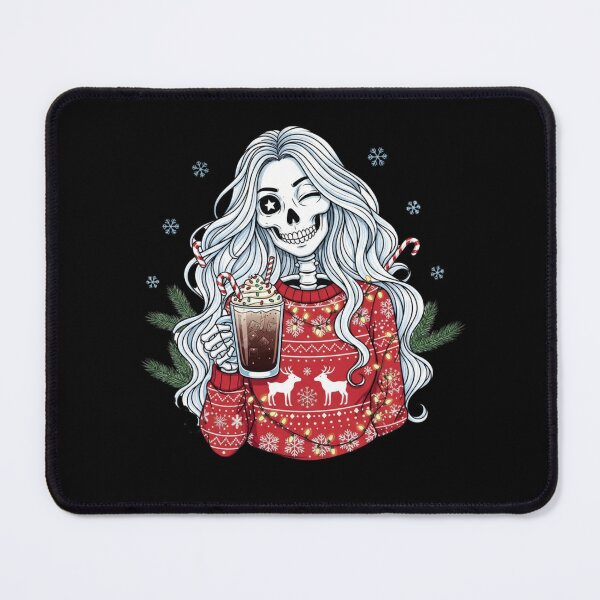 Item preview, Merry and Cool Skeleton Lady | Funny Stylish Christmas Coffee Art designed and sold by ColorSplash123.