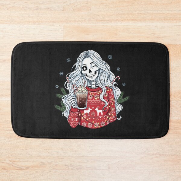 Item preview, Merry and Cool Skeleton Lady | Funny Stylish Christmas Coffee Art designed and sold by ColorSplash123.