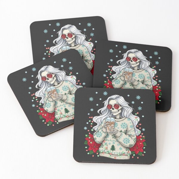 Item preview, Festive Chill Skeleton Girl | Cool Christmas Coffee Vibes designed and sold by ColorSplash123.