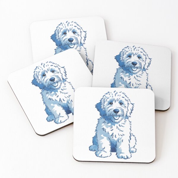 Item preview, Blue Goldendoodle Puppy Art - Cute Doodle Dog Illustration designed and sold by Random Candy Studio.