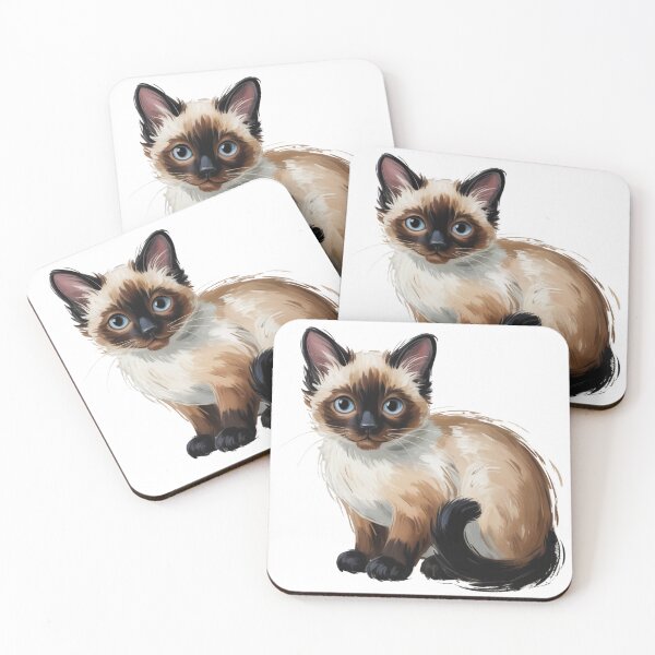 Item preview, Siamese Kitten Art - Blue Eyes Painted Cat Illustration designed and sold by Random Candy Studio.