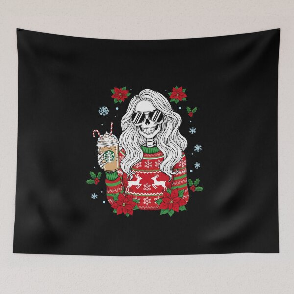 Item preview, Cool Skeleton Christmas Vibes | Trendy Gothic Holiday Coffee Art designed and sold by ColorSplash123.