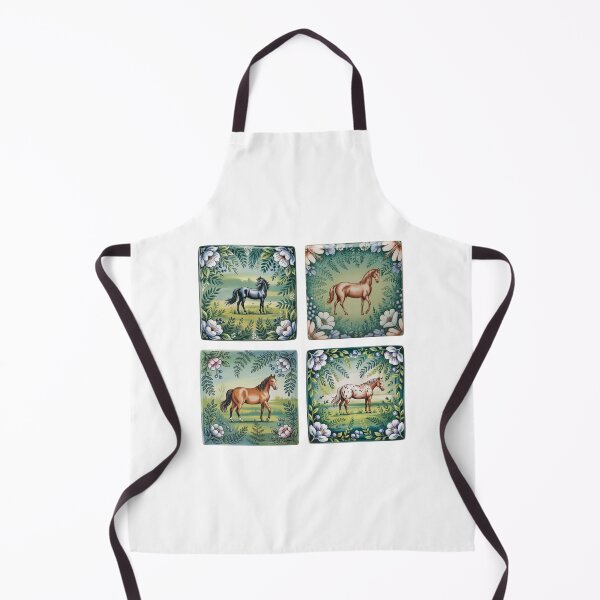 Item preview, Vintage Horse Portrait Tiles - Floral Botanical Frame Equestrian Art designed and sold by Random Candy Studio.