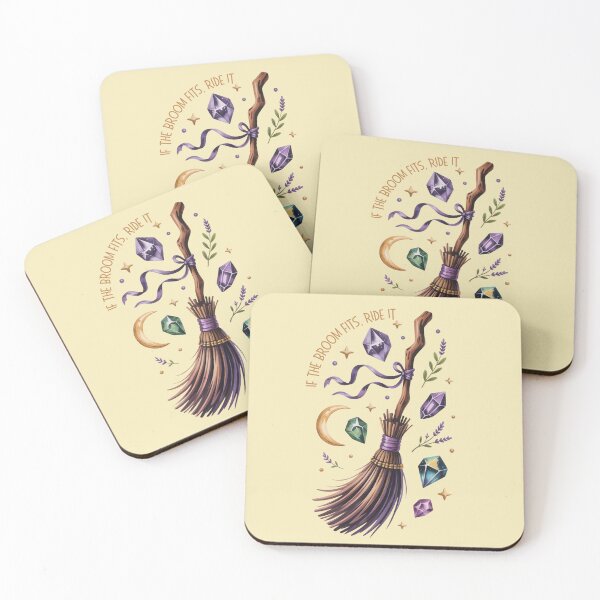 Item preview, If the Broom Fits Ride It - Witch's Broomstick Art Purple Jewel Tone Watercolor designed and sold by Random Candy Studio.