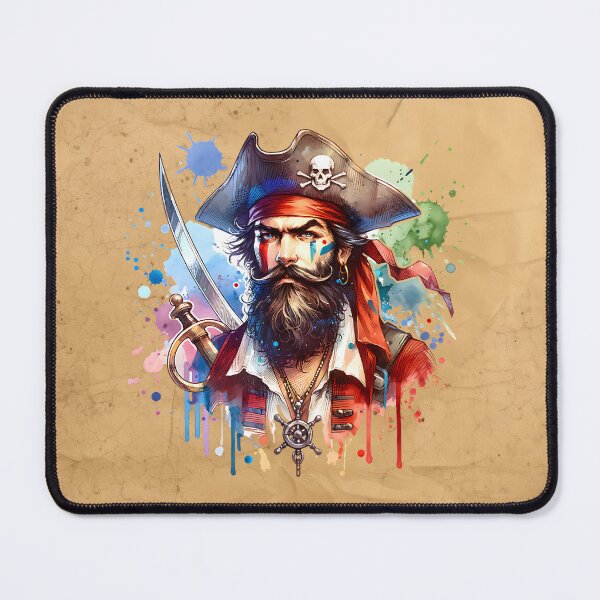 Item preview, Pirate Captain – Colorful Skull Art | XXL Gaming Mousepad designed and sold by rolfzogg.