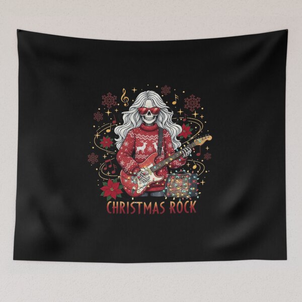 Item preview, Skeleton Girl Guitar Christmas Vibes | Cool Gothic Rock Holiday Art designed and sold by ColorSplash123.