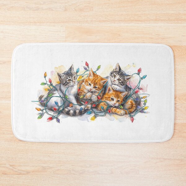 Item preview, Christmas Festive Cats Tangled In Tree Lights designed and sold by imaginewoefully.