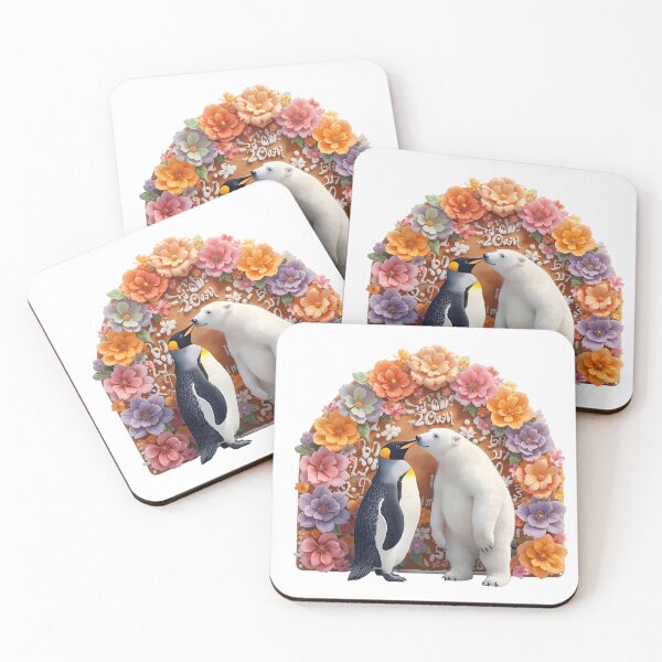 Item preview, A whimsical winter scene featuring a polar bear, penguins, and Santa Claus art designed and sold by PWDigitalArt.