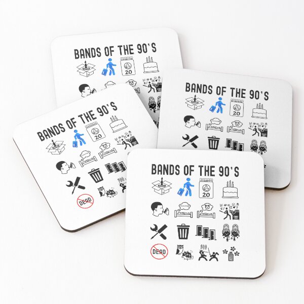 Item preview, Funny Nerdy More Iconic 90s Alt Rock Band Icons Black Text designed and sold by MathWare MathClips.