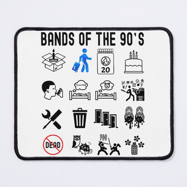 Item preview, Funny Nerdy More Iconic 90s Alt Rock Band Icons Black Text designed and sold by MathWare MathClips.