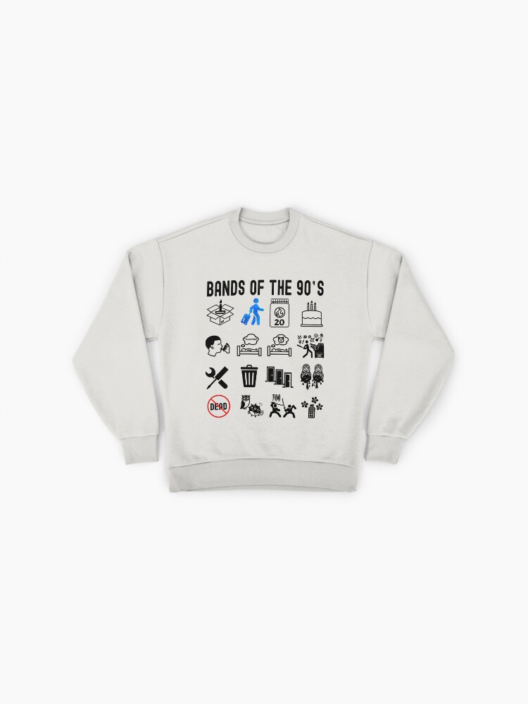 Funny Nerdy More Iconic 90s Alt Rock Band Icons Black Text Premium Oversized Sweatshirt