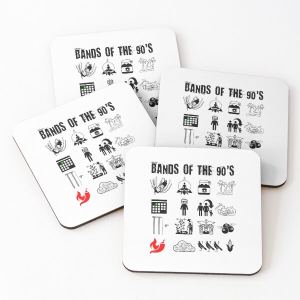 Item preview, Funny Nerdy Iconic Alternative Rock Bands of the 90s Black Text designed and sold by MathWare MathClips.