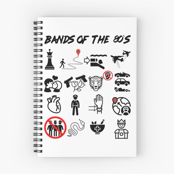 Item preview, Funny Nerdy Iconic Bands of the 80s Black Text designed and sold by MathWare MathClips.