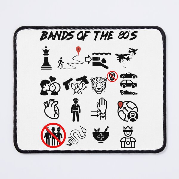 Item preview, Funny Nerdy Iconic Bands of the 80s Black Text designed and sold by MathWare MathClips.