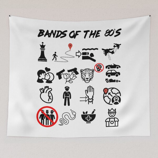 Item preview, Funny Nerdy Iconic Bands of the 80s Black Text designed and sold by MathWare MathClips.