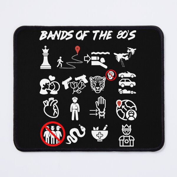 Item preview, Funny Nerdy Iconic Bands of the 80s White Text designed and sold by MathWare MathClips.