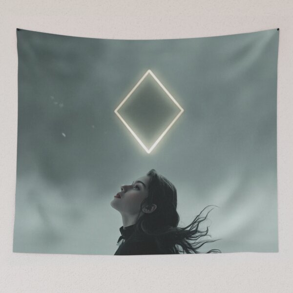 Item preview, Whispers of Light - Noir Woman with Diamond Halo Mirror designed and sold by Artfully Entertained.