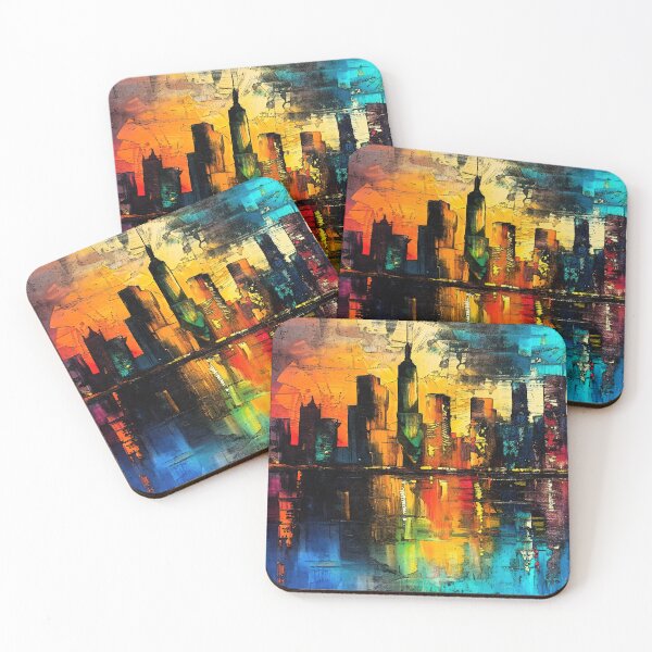 Item preview, Colorful Sunrise Over Cityscape With Lake Reflections Abstract designed and sold by DEC02.