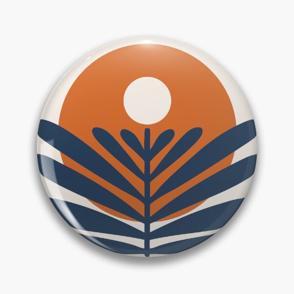 Item preview, Tropical Botanical and Sun in Navy Blue and Burnt Orange designed and sold by nineFlorals.
