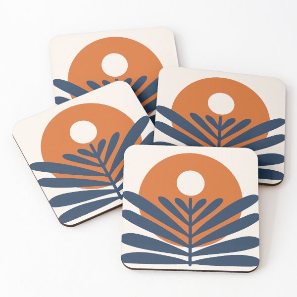 Item preview, Tropical Botanical and Sun in Navy Blue and Burnt Orange designed and sold by nineFlorals.