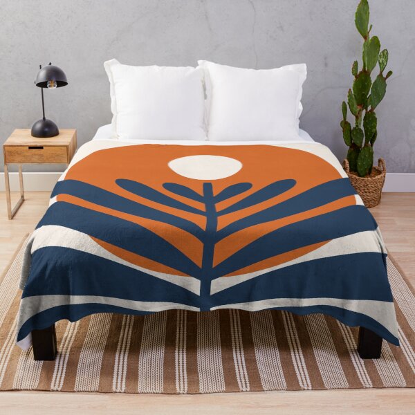Item preview, Tropical Botanical and Sun in Navy Blue and Burnt Orange designed and sold by nineFlorals.