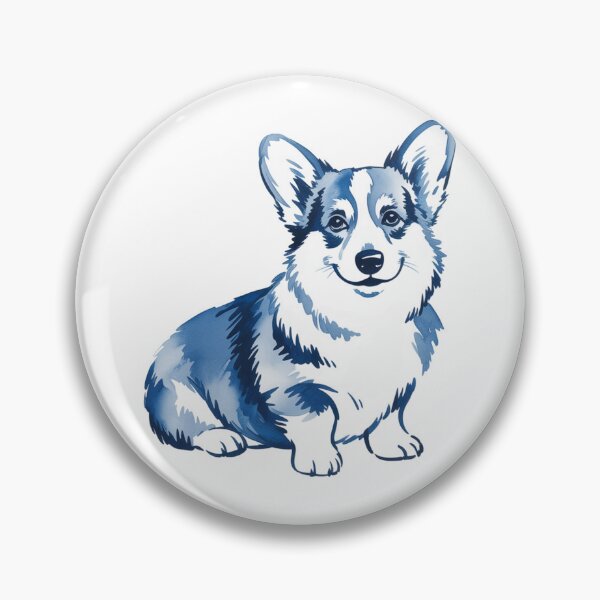 Item preview, Blue Corgi Art - Minimalist Watercolor Dog Illustration Cute Corgi designed and sold by Random Candy Studio.