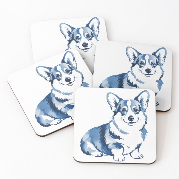 Item preview, Blue Corgi Art - Minimalist Watercolor Dog Illustration Cute Corgi designed and sold by Random Candy Studio.