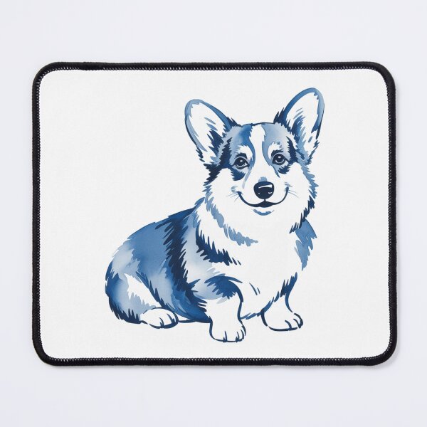 Item preview, Blue Corgi Art - Minimalist Watercolor Dog Illustration Cute Corgi designed and sold by Random Candy Studio.