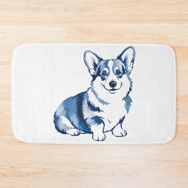 Item preview, Blue Corgi Art - Minimalist Watercolor Dog Illustration Cute Corgi designed and sold by Random Candy Studio.