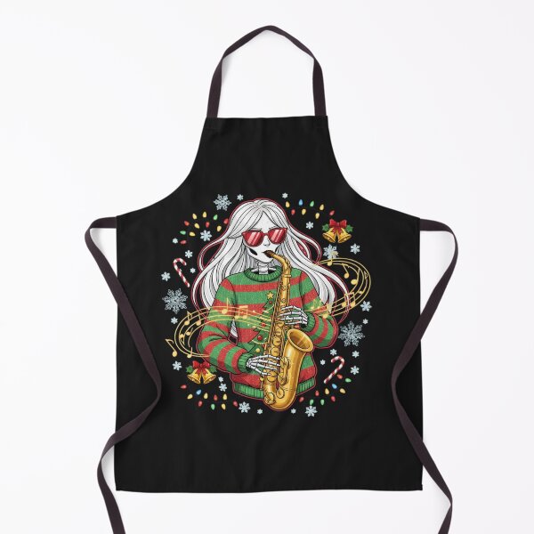 Item preview, Skeleton Girl with Saxophone and Striped Sweater | Festive Christmas Music Art designed and sold by ColorSplash123.