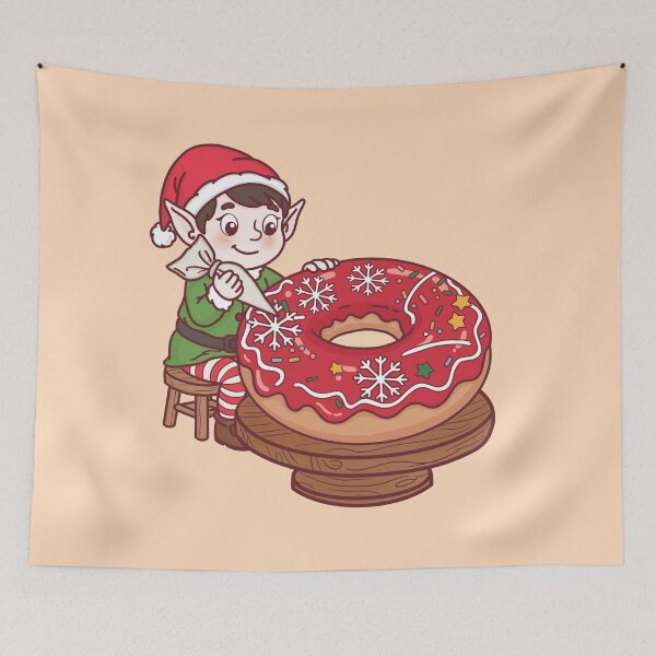 Item preview, Christmas Elf Decorating Donut – Cute Holiday Bakery Art designed and sold by BGMeYou.