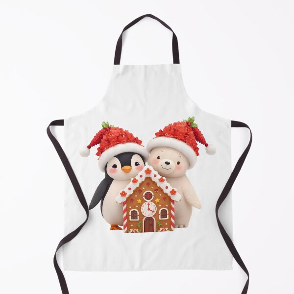 Item preview, happy merry Christmas animation with bear and penguin wearing Santa hats in snowscape designed and sold by PWDigitalArt.