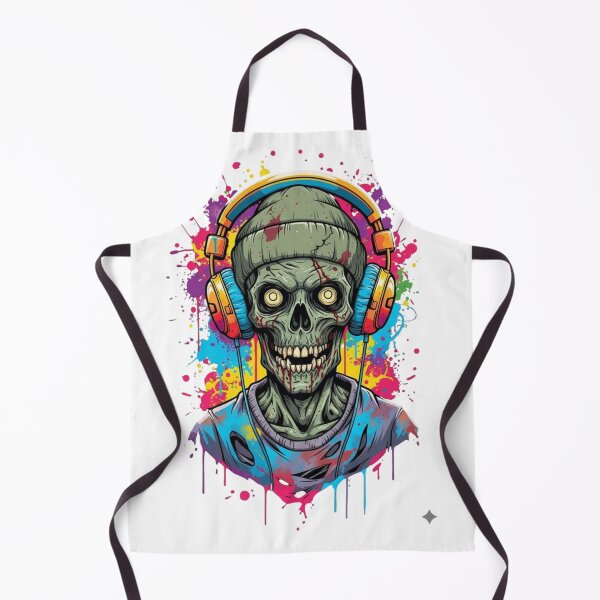 Item preview, Neon Zombie DJ - Splatter Skull Headphone Art designed and sold by RainUlan53.