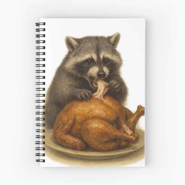 Item preview, Raccoon Eating a Thanksgiving Turkey designed and sold by thehaywirehoney.