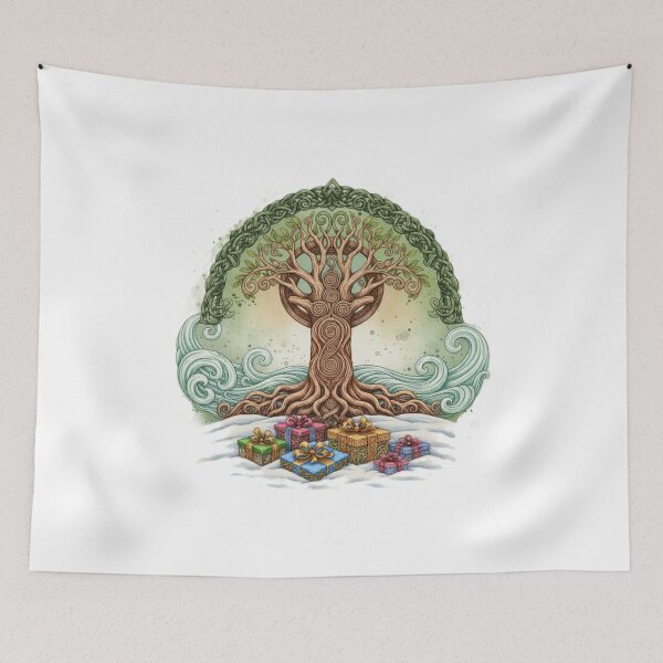 Item preview, Celtic Tree of Life with Yule Gifts – Winter Solstice Celebration Art designed and sold by CelticSoulShop.