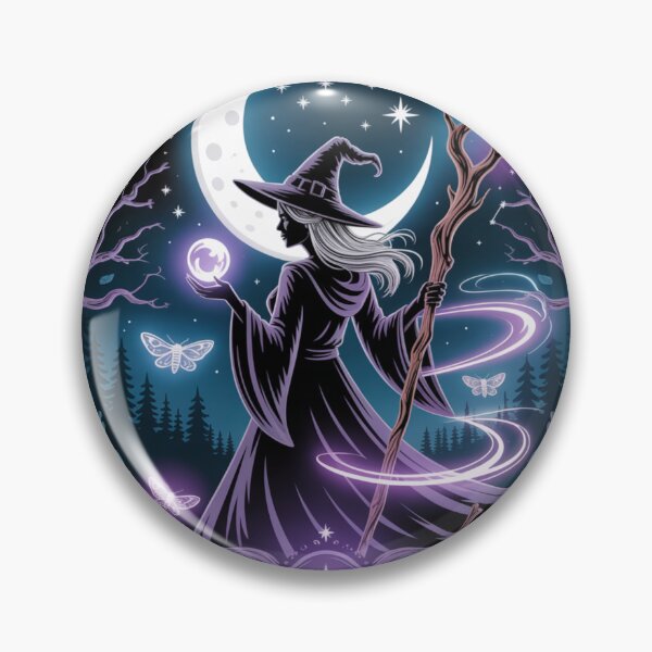 Item preview, Mystical Witch Moon Art - Purple Teal Magic Staff Crystal Ball Celestial Design designed and sold by Random Candy Studio.