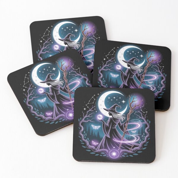 Item preview, Mystical Witch Moon Art - Purple Teal Magic Staff Crystal Ball Celestial Design designed and sold by Random Candy Studio.