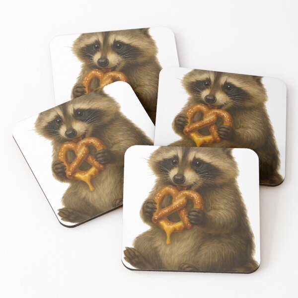 Item preview, Raccoon Eating a Cheesy Pretzel designed and sold by thehaywirehoney.