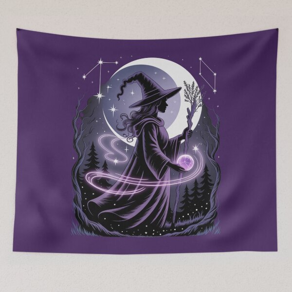 Item preview, Mystical Witch Silhouette Art - Purple Moon Magic Celestial Witchcraft Design designed and sold by Random Candy Studio.