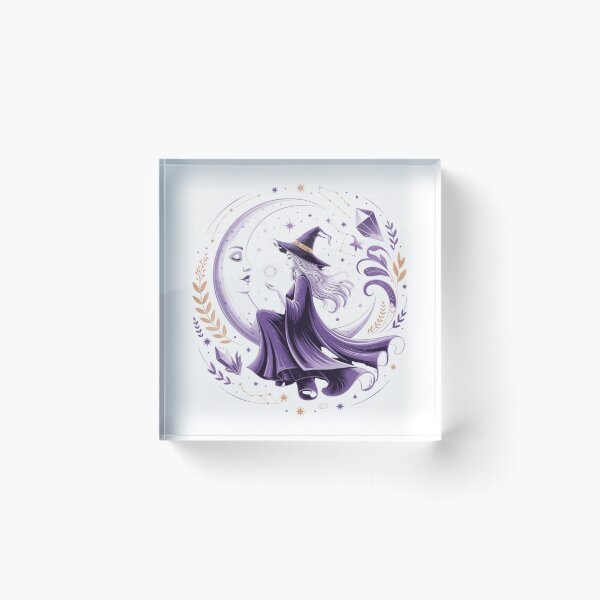 Item preview, Witch and Moon Goddess Art - Purple Gold Celestial Magic Art Nouveau Design designed and sold by Random Candy Studio.