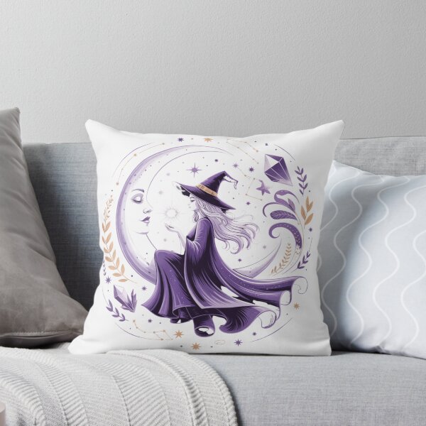 Item preview, Witch and Moon Goddess Art - Purple Gold Celestial Magic Art Nouveau Design designed and sold by Random Candy Studio.