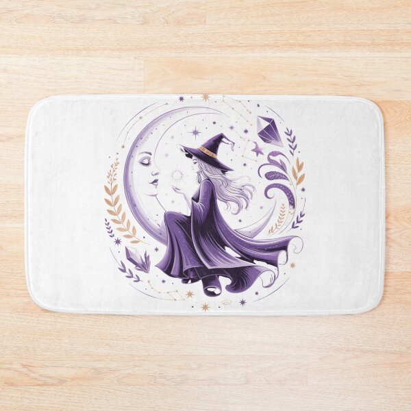 Item preview, Witch and Moon Goddess Art - Purple Gold Celestial Magic Art Nouveau Design designed and sold by Random Candy Studio.