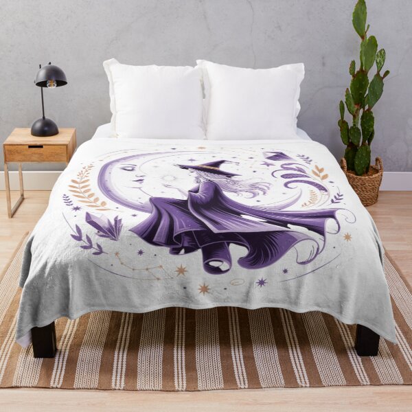 Item preview, Witch and Moon Goddess Art - Purple Gold Celestial Magic Art Nouveau Design designed and sold by Random Candy Studio.