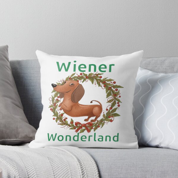 Item preview, Wiener Wonderland Dachshund Festive Wreath designed and sold by imaginewoefully.