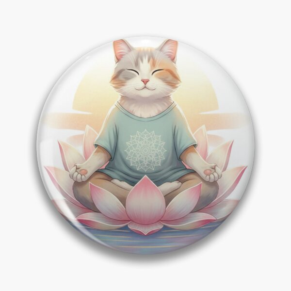 Item preview, Cat meditating on a lotus flower designed and sold by beMyMeow.