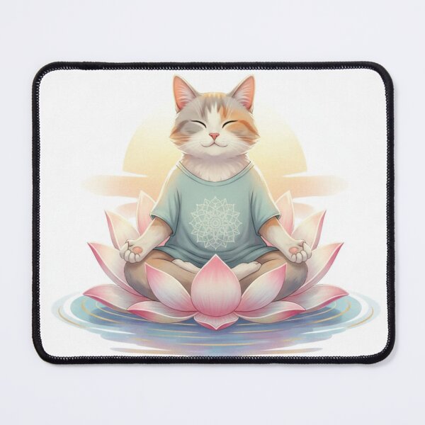 Item preview, Cat meditating on a lotus flower designed and sold by beMyMeow.