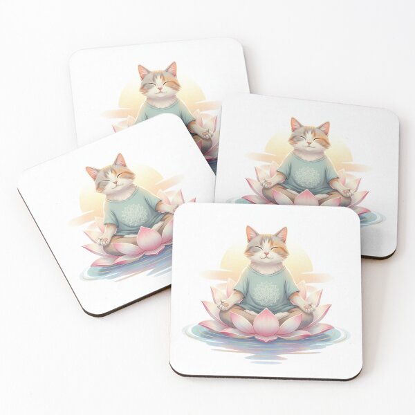 Item preview, Cat meditating on a lotus flower designed and sold by beMyMeow.
