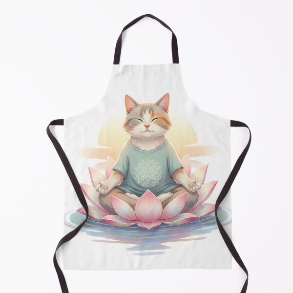 Item preview, Cat meditating on a lotus flower designed and sold by beMyMeow.