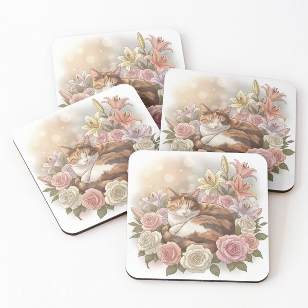 Item preview, Floral art cat designed and sold by beMyMeow.