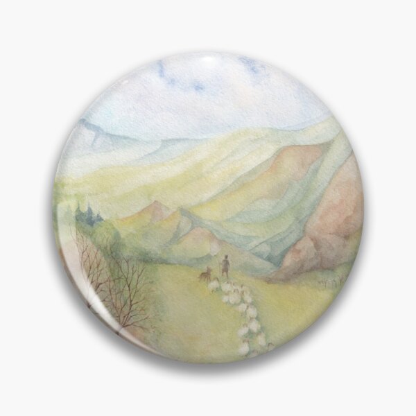 Item preview, A shepherd with a dog leads a flock of sheep to graze designed and sold by IrinaIkar.
